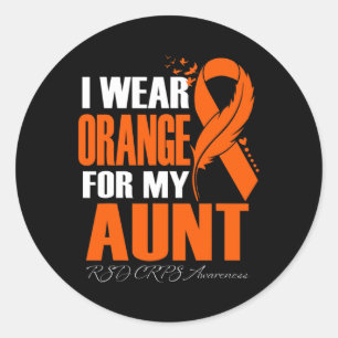 I Wear Orange For My Aunt Rsd Crps Awareness Feath Classic Round Sticker