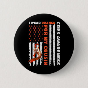 I Wear Orange For My Cousin CRPS Awareness Orange 6 Cm Round Badge
