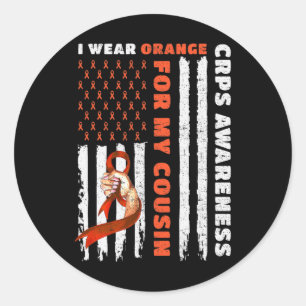 I Wear Orange For My Cousin CRPS Awareness Orange Classic Round Sticker