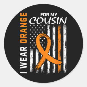 I Wear Orange For My Cousin Leukaemia Awareness Fl Classic Round Sticker