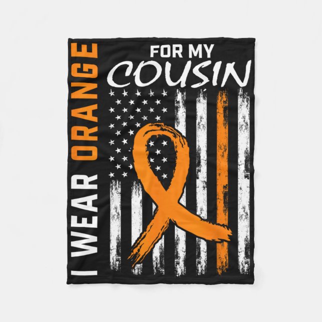 I Wear Orange For My Cousin Leukaemia Awareness Fl Fleece Blanket (Front)