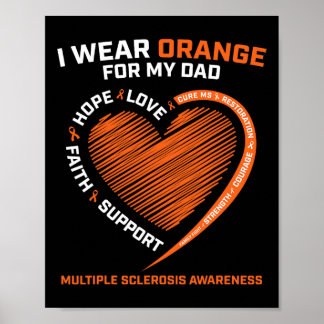 I Wear Orange For My Dad Ms Multiple Sclerosis Awa Poster