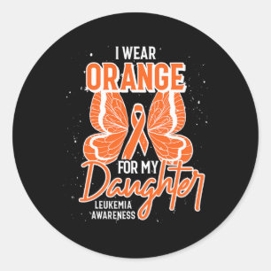I Wear Orange For My Daughter Butterfly Leukaemia  Classic Round Sticker