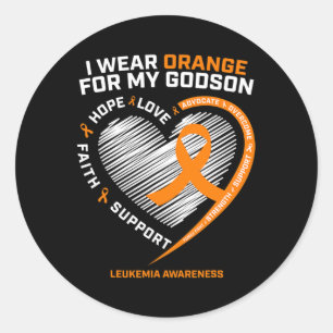 I Wear Orange For My Godson Leukaemia Cancer Aware Classic Round Sticker