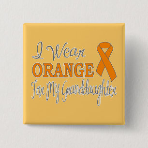 I Wear Orange For My Granddaughter (Orange Ribbon) 15 Cm Square Badge