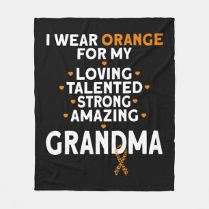 I Wear Orange For My Grandma Leukemia Awareness  Fleece Blanket