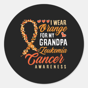 I Wear Orange For My Grandpa Leukaemia Cancer Awar Classic Round Sticker