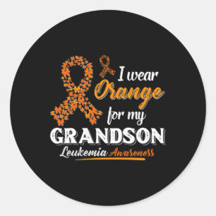 I Wear Orange For My Grandson Leukaemia Awareness  Classic Round Sticker