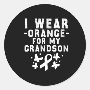 I Wear Orange For My Grandson Leukaemia Awareness Classic Round Sticker