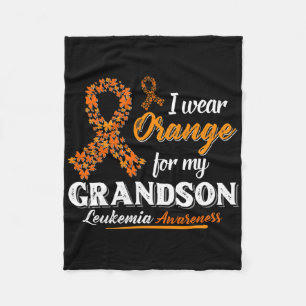 I Wear Orange For My Grandson Leukaemia Awareness Fleece Blanket