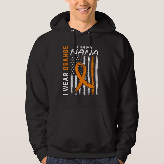 I Wear Orange For My Nana Leukemia Awareness Ameri Hoodie (Front)