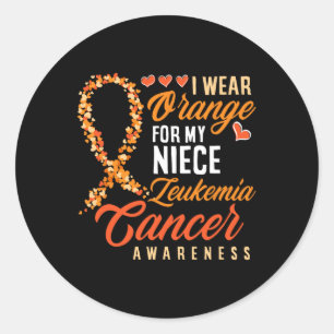 I Wear Orange For My Niece Leukaemia Cancer Awaren Classic Round Sticker