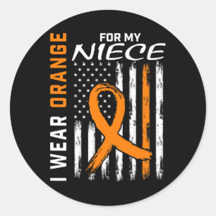 I Wear Orange For My Niece Leukaemia Cancer Awaren Classic Round Sticker