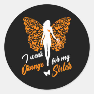 I Wear Orange For My Sister Ms Leukaemia Awareness Classic Round Sticker