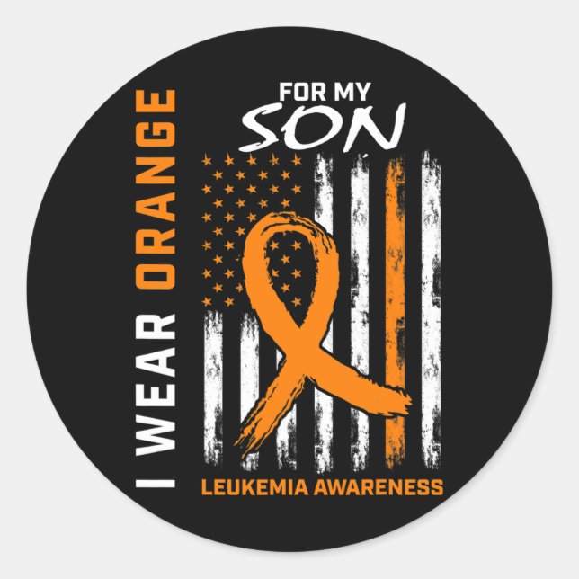I Wear Orange For My Son Leukaemia Awareness Ameri Classic Round Sticker (Front)