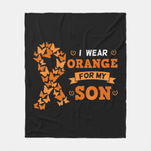 I Wear Orange For My Son Leukaemia Blood Cancer Ce Fleece Blanket