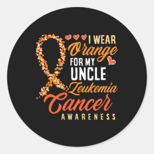 I Wear Orange For My Uncle Leukaemia Cancer Awaren Classic Round Sticker