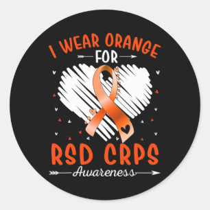 I Wear Orange For RSD CRPS Awareness Ribbon Heart Classic Round Sticker