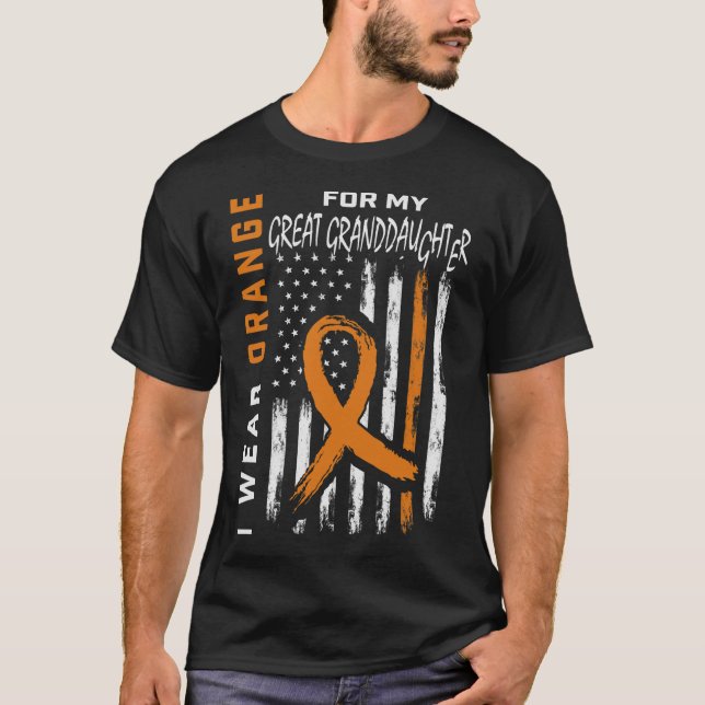 I Wear Orange Great Granddaughter Leukaemia Awaren T-Shirt (Front)