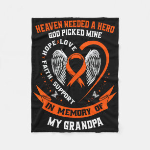 I Wear Orange In Memory Of My Grandpa Leukaemia Aw Fleece Blanket