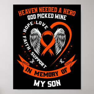I Wear Orange In Memory of my Son Leukemia Awarene Poster