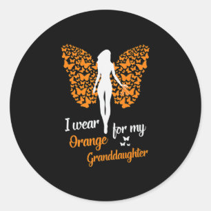 I Wear Orange My Granddaughter warriors Classic Round Sticker