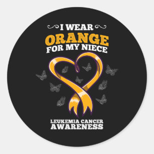 I Wear Orange Niece Leukaemia Cancer Awareness Blo Classic Round Sticker