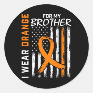 I Wear Orange Ribbon Brother Leukemia Awareness Fl Classic Round Sticker