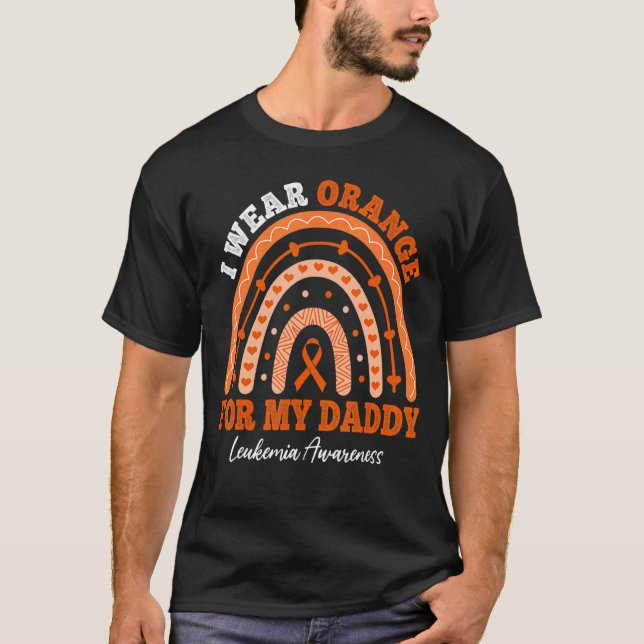 I Wear Orange Ribbon For Daddy Leukemia Awareness  T-Shirt (Front)