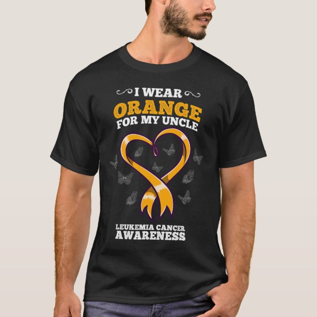 I Wear Orange Uncle Leukaemia Cancer Awareness Blo T-Shirt (Front)