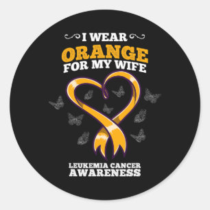 I Wear Orange Wife Leukaemia Cancer Awareness Bloo Classic Round Sticker