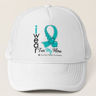 I Wear Ovarian Cancer Ribbon For My Hero T-Shirts Trucker Hat