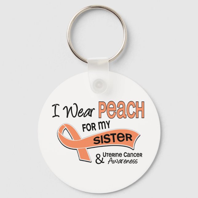I Wear Peach 42 Sister Uterine Cancer Key Ring (Front)