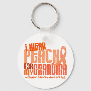 I Wear Peach For My Grandma 6.4 Uterine Cancer Key Ring