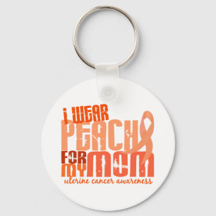 I Wear Peach For My Mom 6.4 Uterine Cancer Key Ring