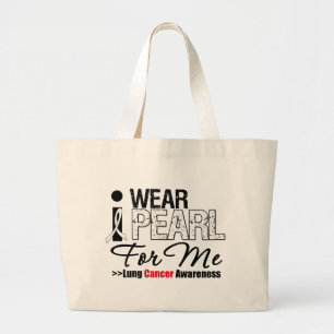 I Wear Pearl Ribbon For Me Large Tote Bag