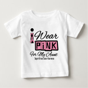 I Wear Pink Breast Cancer Aunt (Retro) Baby T-Shirt