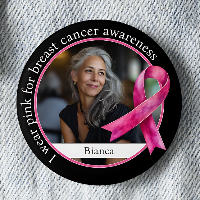 I Wear Pink for Breast Cancer Awareness 6 Cm Round Badge (Creator Uploaded)