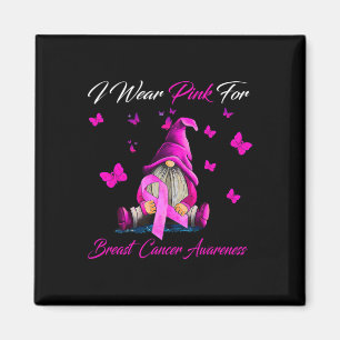 I Wear Pink For Breast Cancer Awareness Gnomes Bre Magnet