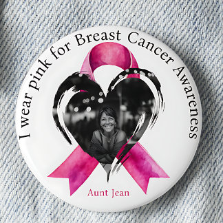 I Wear Pink for Breast Cancer Awareness Photo 6 Cm Round Badge