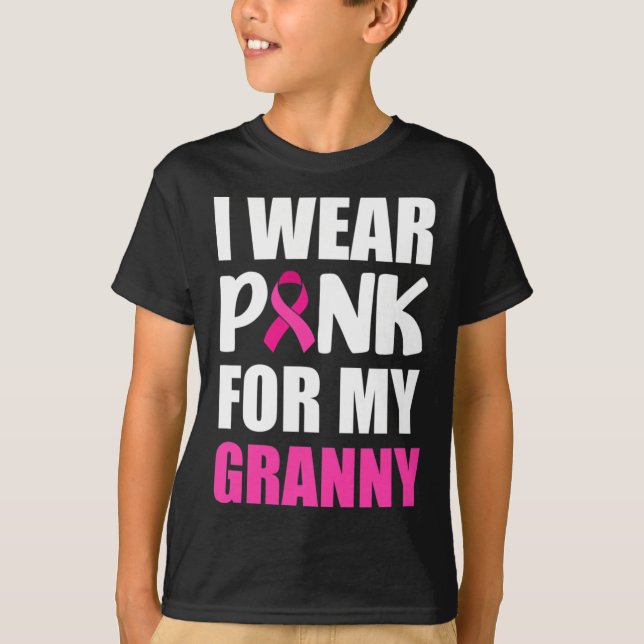 I Wear Pink For Granny Pink Ribbon Breast Cancer A T-Shirt (Front)