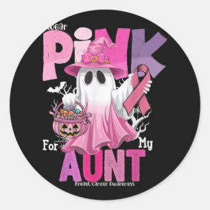 I Wear Pink For My Aunt Ghost Breast Cancer Awaren Classic Round Sticker