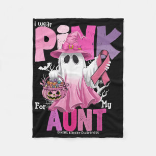 I Wear Pink For My Aunt Ghost Breast Cancer Awaren Fleece Blanket