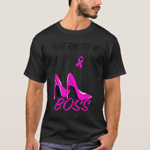 I Wear Pink For My Boss Ribbon Melanin Black Woman T-Shirt
