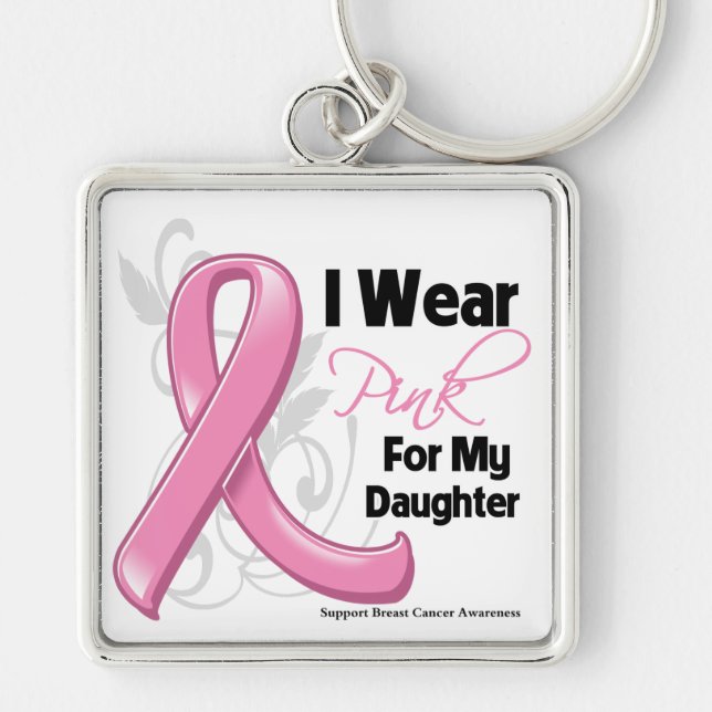 I Wear Pink For My Daughter - Breast Cancer Key Ring (Front)