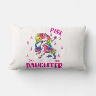 I Wear Pink For My Daughter Unicorn Breast Cancer Lumbar Cushion