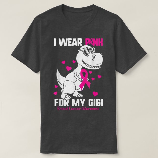 I Wear Pink For My Gigi Breast Cancer Kids Baby To T-Shirt (Design Front)