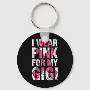 I Wear Pink For My Gigi Breast Cancer Survivor Rib Key Ring