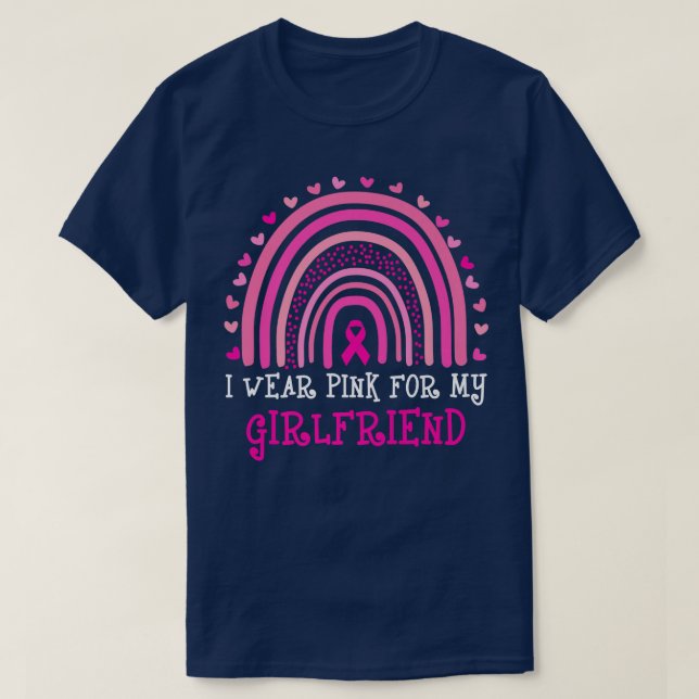 I Wear Pink For My GirlFriend Breast Cancer Heart  T-Shirt (Design Front)