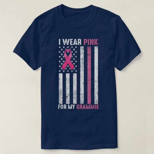 I Wear Pink For My Grammie Pink Breast Cancer Awar T-Shirt (Design Front)